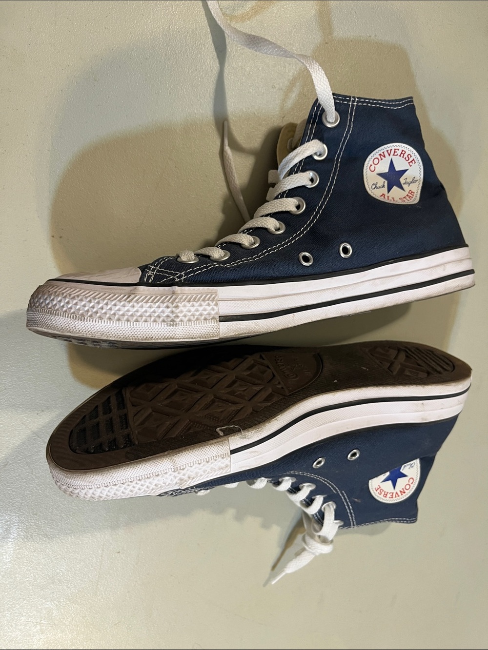 Converse High Top Sneakers in Navy and White - Picture 2 of 4